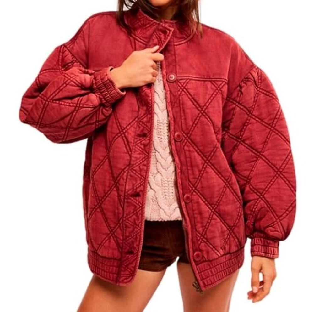Free People Women's Port Juno Quilted Long Sleeve Jacket Size Medium NEW